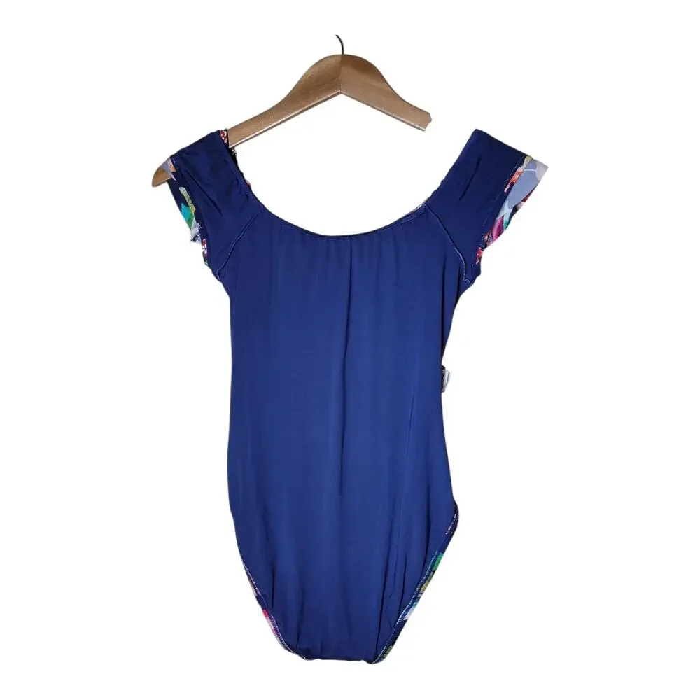 La‎ Blanca Off Shoulder Ruffle One Piece Swimsuit Floral Women's Size 6 US